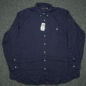 Polo Ralph Lauren Shirt Mens 3XL Tall Blue 100% Linen Long Sleeve Button NWT